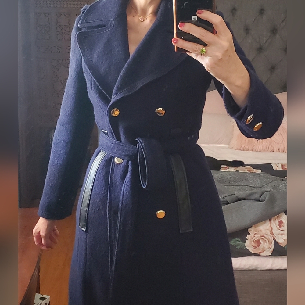 Guess Navy Classic wool trench coat